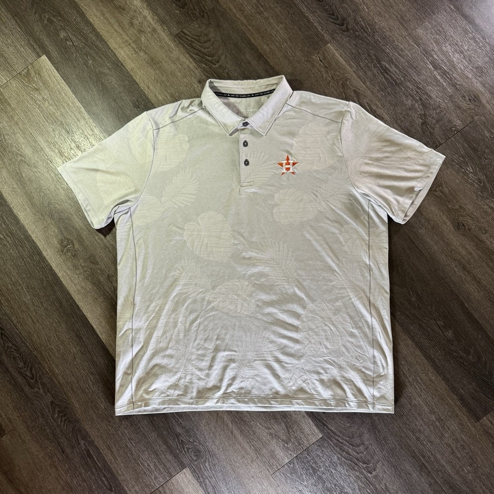 Tommy Bahama Delray Frond Polo Houston Astros 2XL XXL Floral Grey